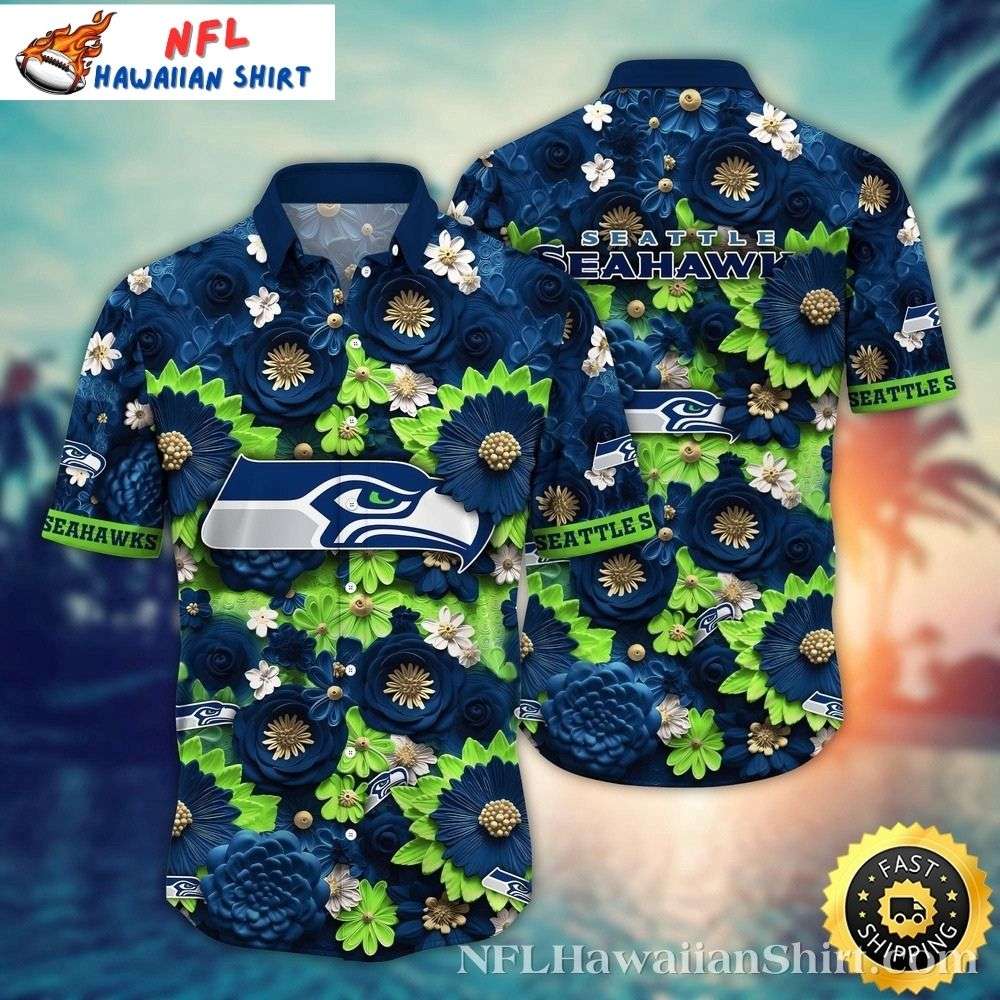 Nfl Seattle Seahawks Emerald Twilight Floral Hawaiian Shirt