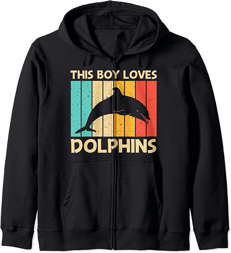 Cool Dolphin For Boys Kids Dolphins Beluga Whale Sea Animal Zip Hoodie