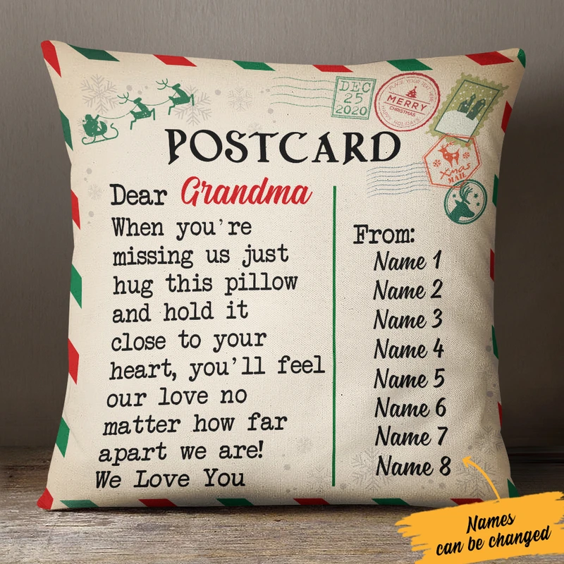 Personalized Christmas Letter To Grandma Postcard Pillow