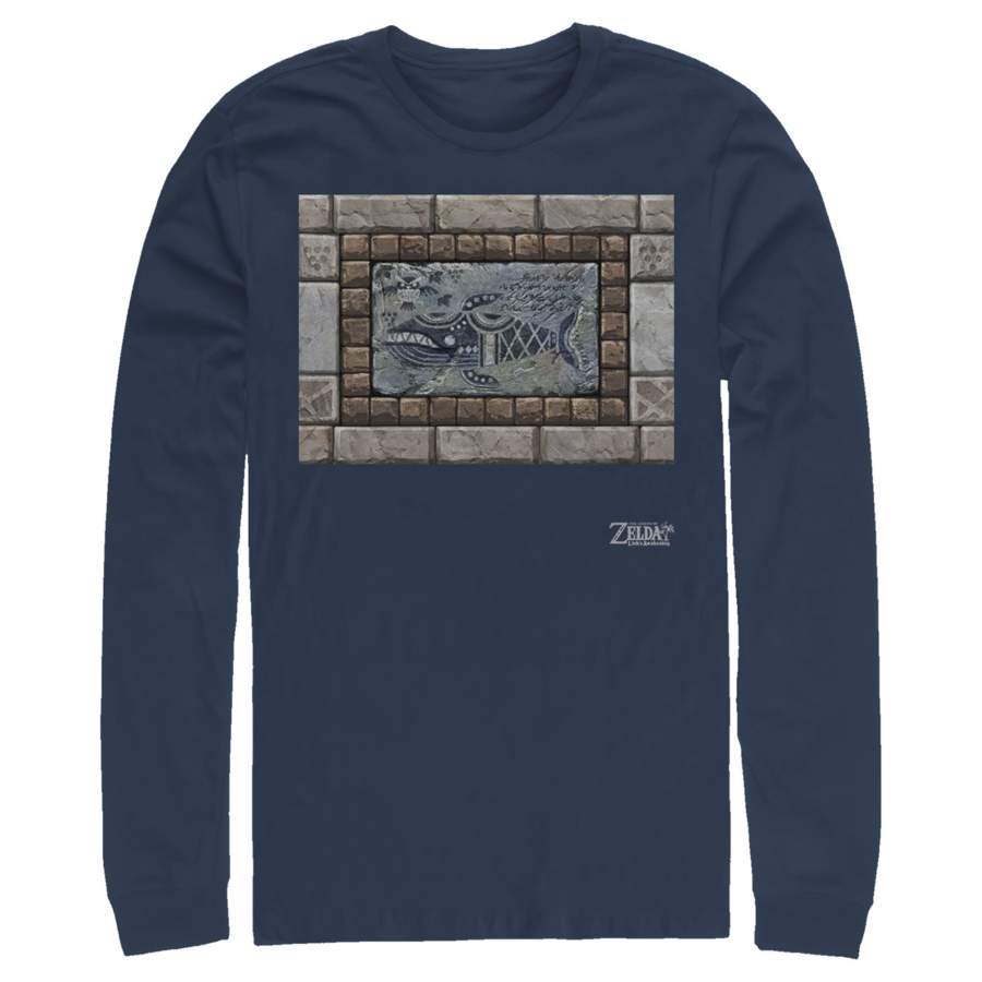 Nintendo Men’s Legend of Zelda Link’s Awakening Whale Stone Tablet  Long Sleeve Shirt