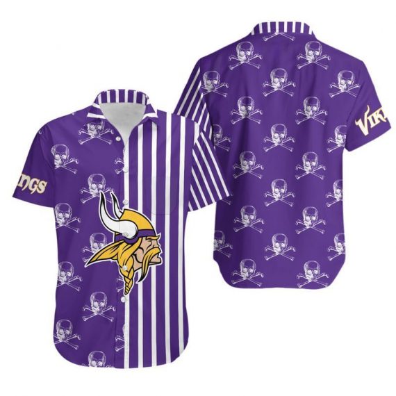 Gift For Husband Dad Minnesota Vikings Stripes And Skull Hawaii Shirt Ha89018