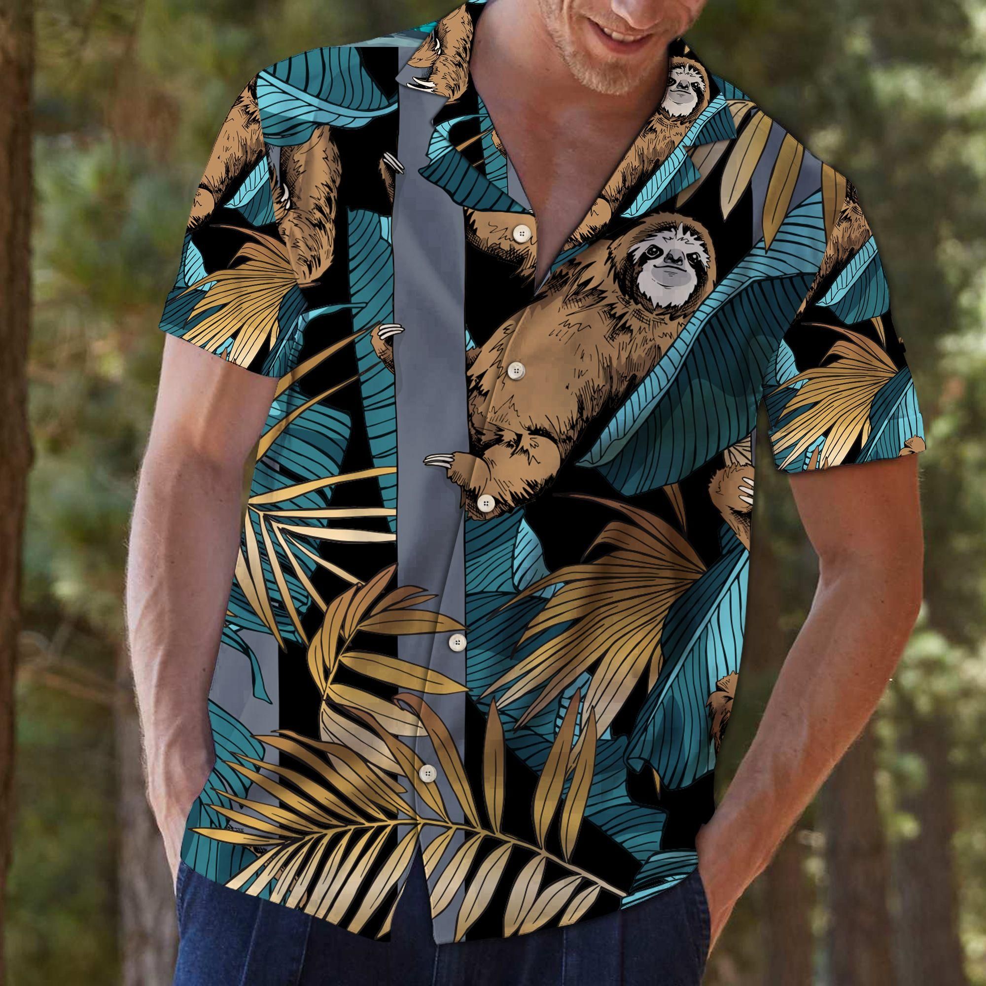 Tropical Sloth Aloha Hawaiian Shirt Colorful Short Sleeve Summer Beach Casual Shirt For Men And Women