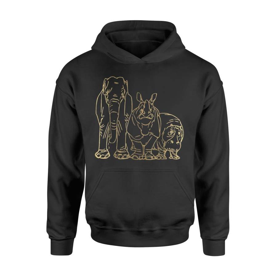 African Safari Animals Elephant Hippo And Rhino Hoodie