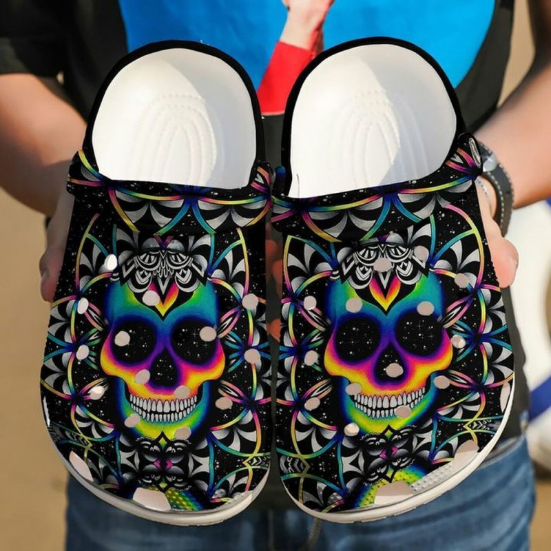 Skull Neon 102 Gift For Lover Rubber clog Shoes Comfy Footwear