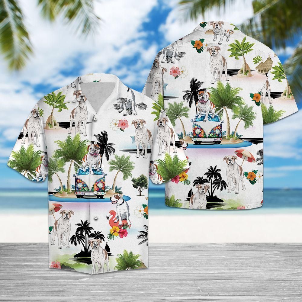 American Bulldog Vacation Aloha Hawaiian Shirt Colorful Short Sleeve Summer Beach Casual Shirt For Men And Women