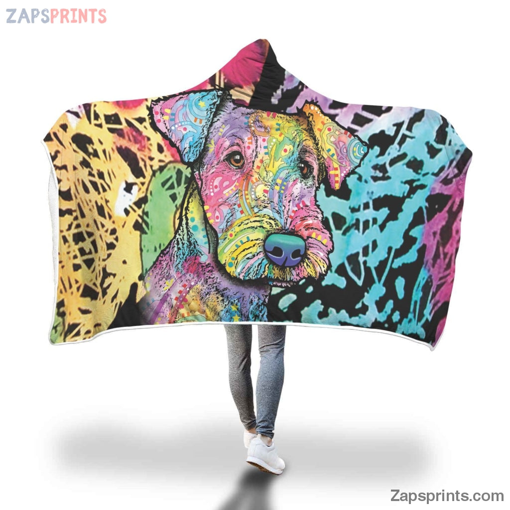 Airedale Terrier Design Hooded Blanket – Dean Russo Art