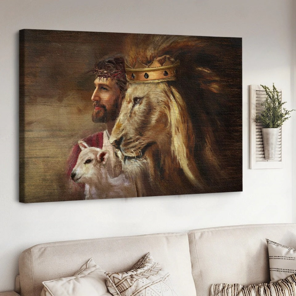 Amazing Jesus Painting Lion Lamb – Matte Canvas