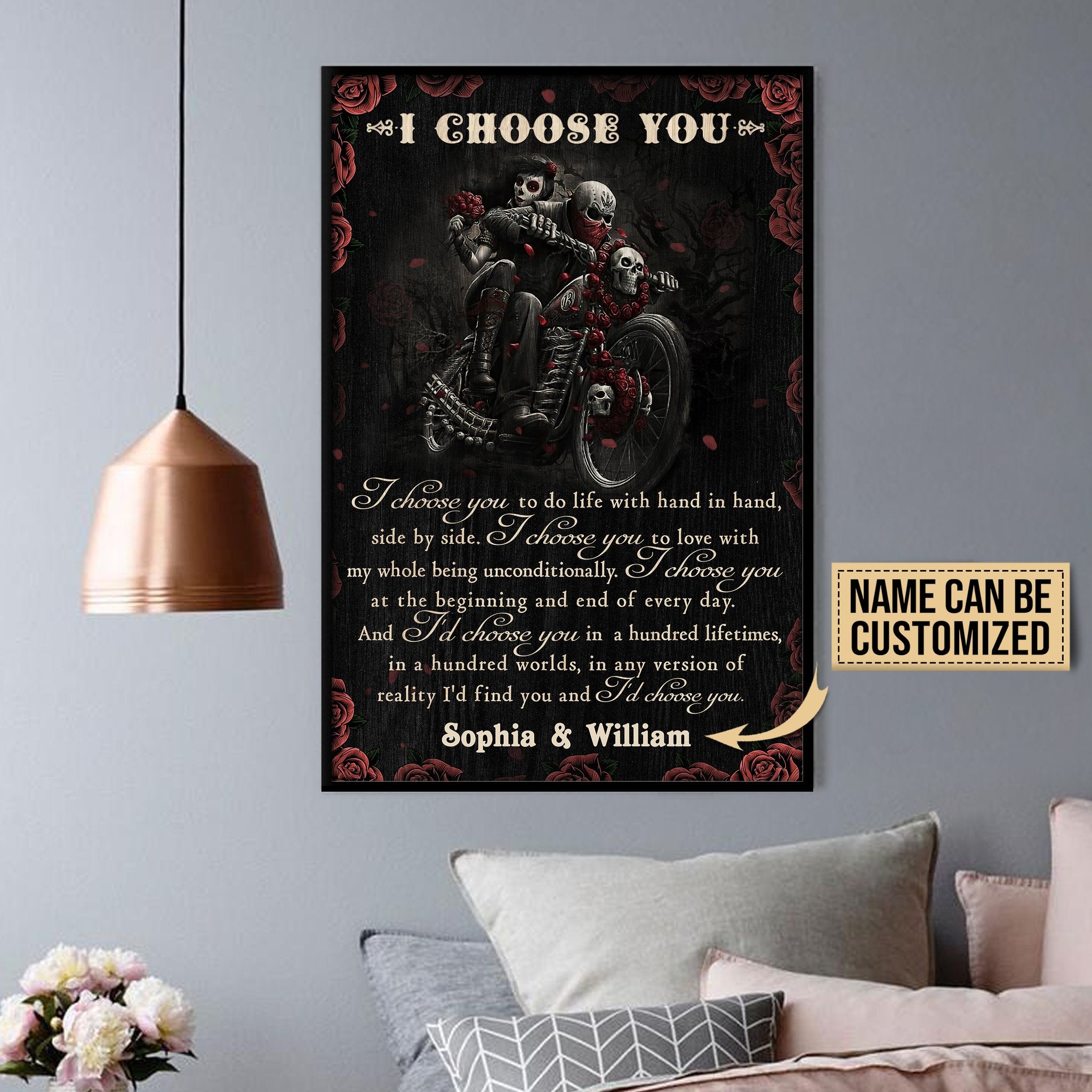 Personalized Canvas, Custom Canvas Prints Motorcycling Couple I Choose You Customized Poster Print, Canvas Poster Wall Art, Canvas Print Wall Decor