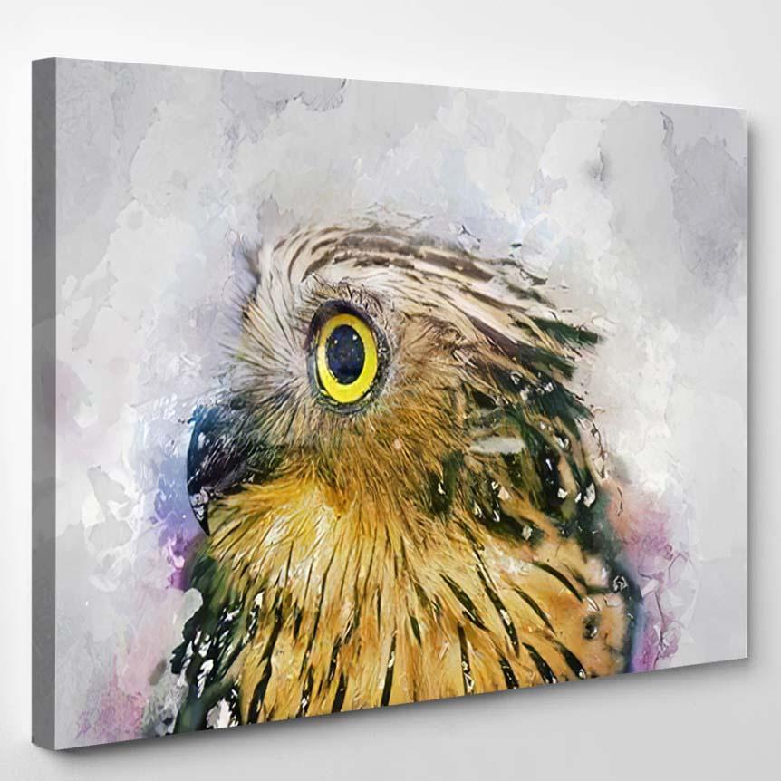 Watercolor Image Beautiful Portrait European Eagle – Eagle Animals Canvas Print