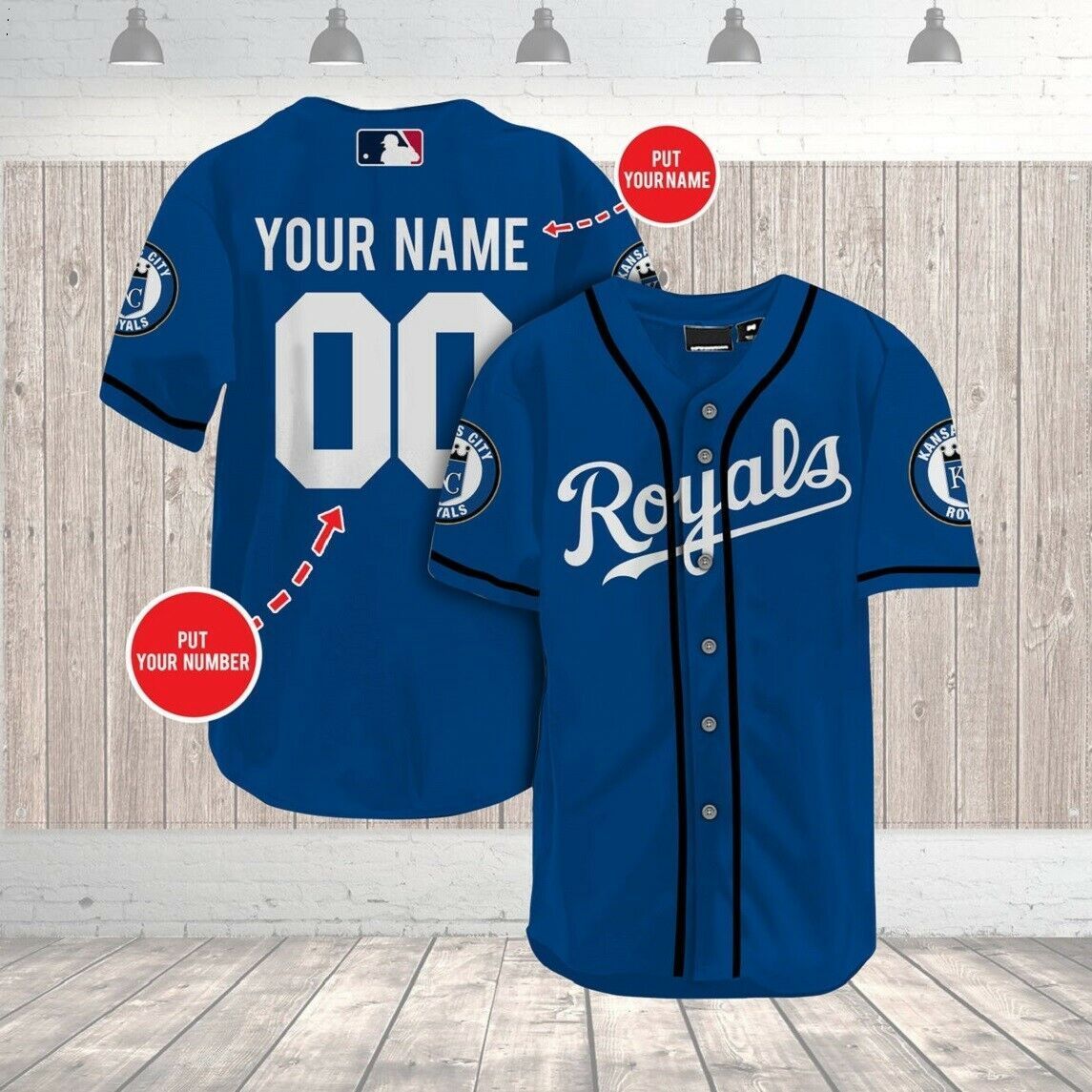 Custom Name Kansas City Royals All Over Print Baseball Jersey For Fans