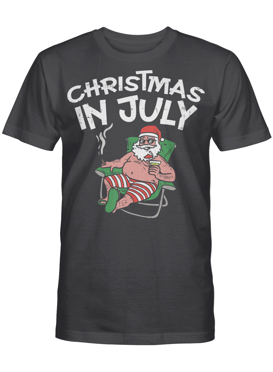 AmazeStyleZ Santa’s Reindeer, Ugly Christmas Sweater, Christmas Gift Ideas, Christmas In July Santa Funny Summer Vacation Beach Gift T-Shirt
