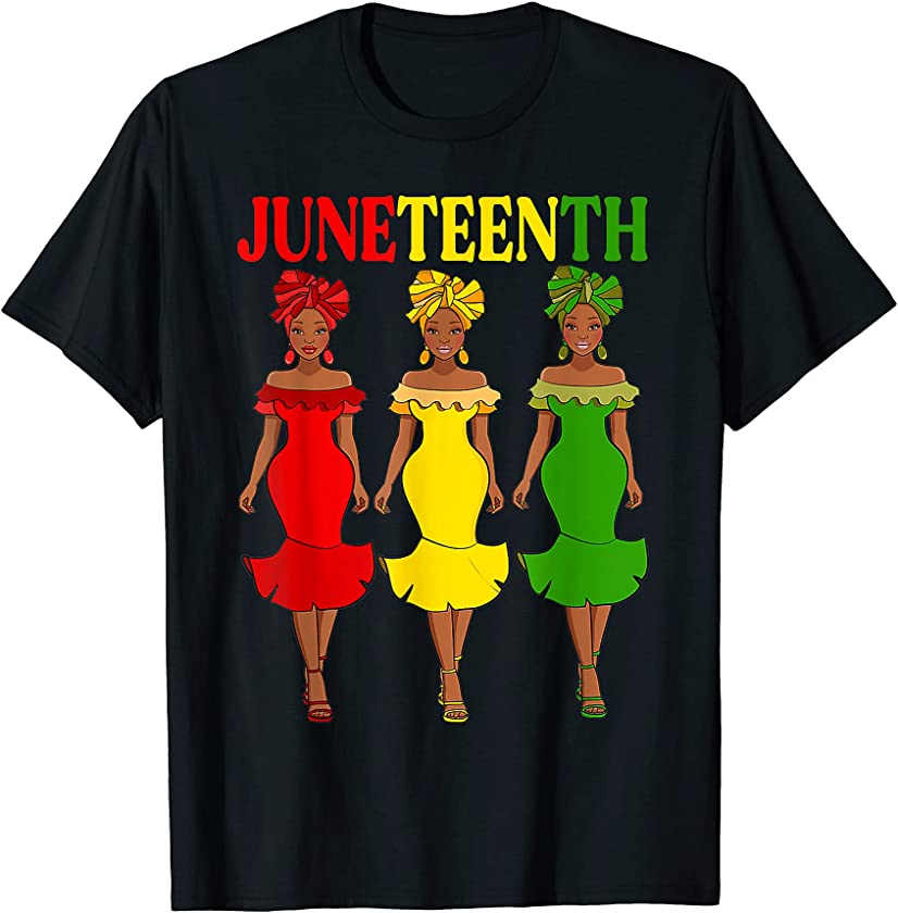 4th of July African Flag Beautiful Black Woman Juneteenth T-Shirt