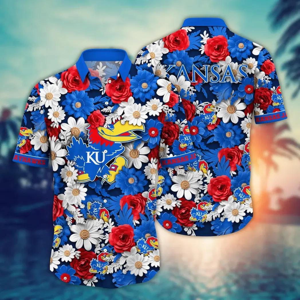 Kansas Jayhawks Ncaa Flower Aloha Hawaiian Shirt 8, Ncaa Hawaiian Shirt