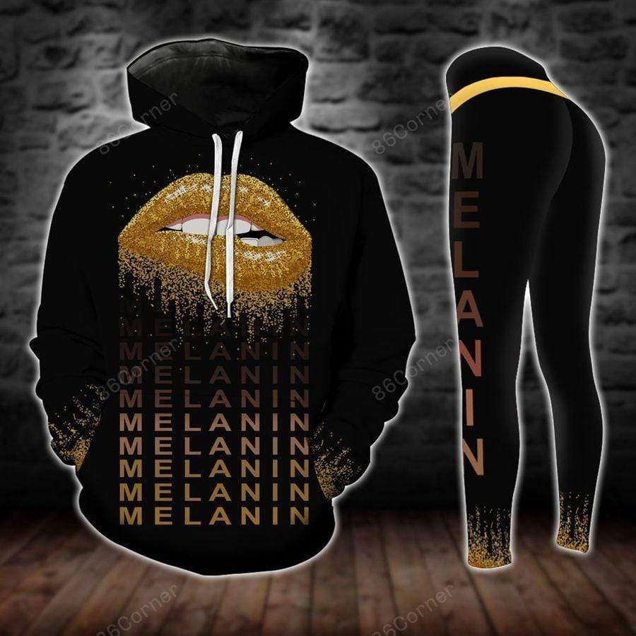 Melanin Lips Hoodie Hollow Tank Top And Legging 3D
