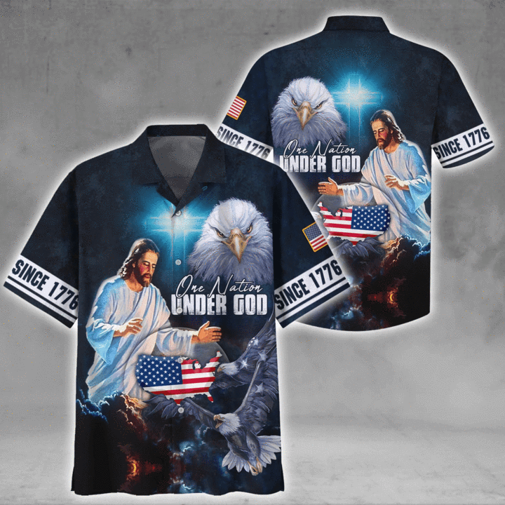 Christian Jesus One Nation Under God Since 1776 Hawaii Shirt Ha29116