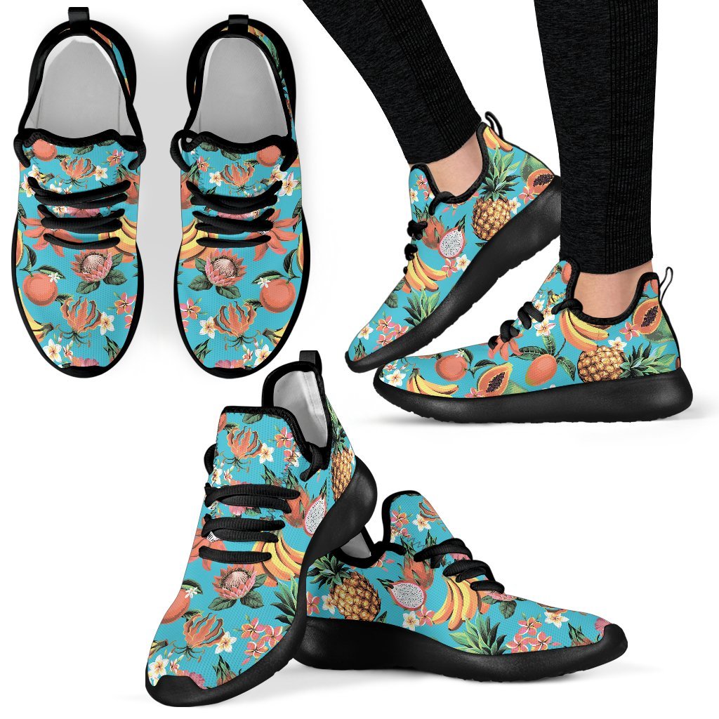 Vintage Tropical Fruits Pattern Print Mesh Knit Shoes