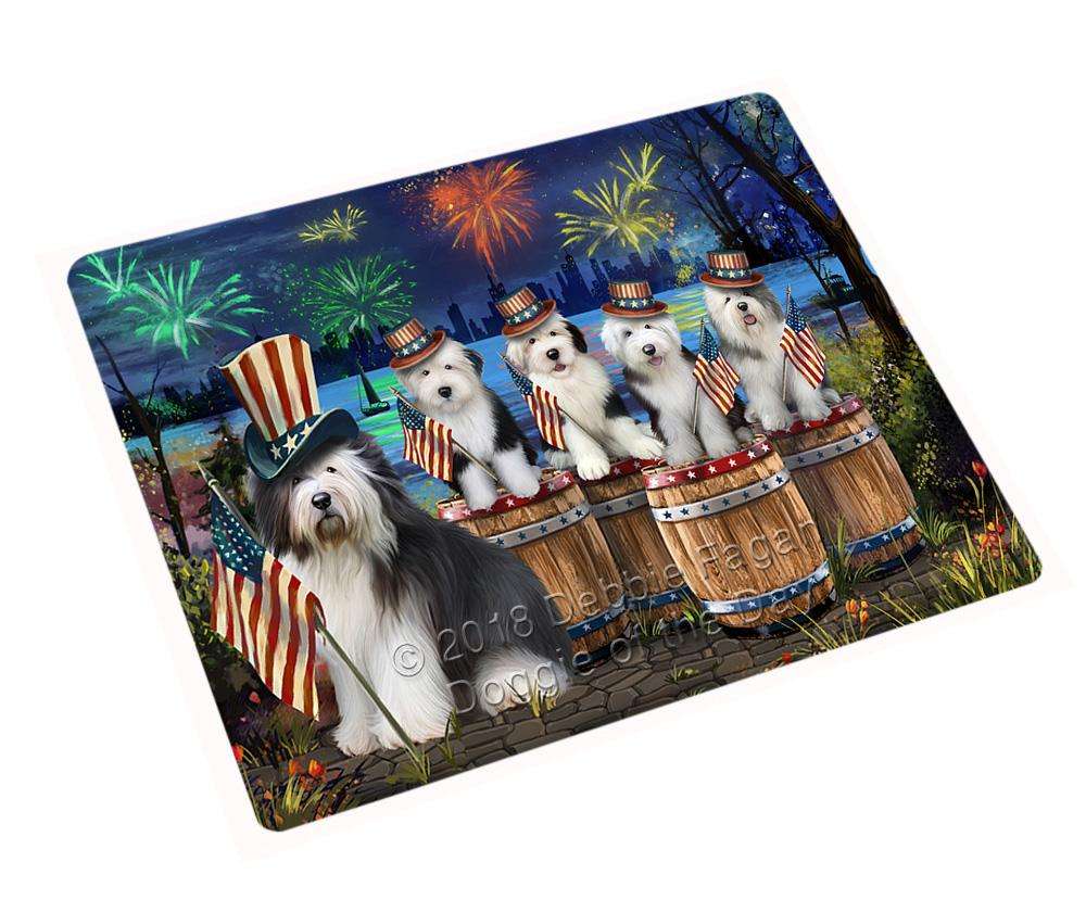 4Th Of July Independence Day Fireworks Old English Sheepdogs At The Lake Blanket Blnkt75477