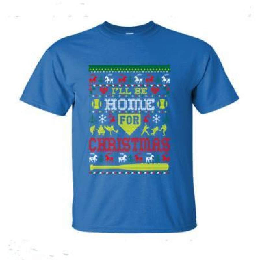 AGR Ill Be Home Ugly Christmas Sweater Softball – Ultra-Cotton T-Shirt