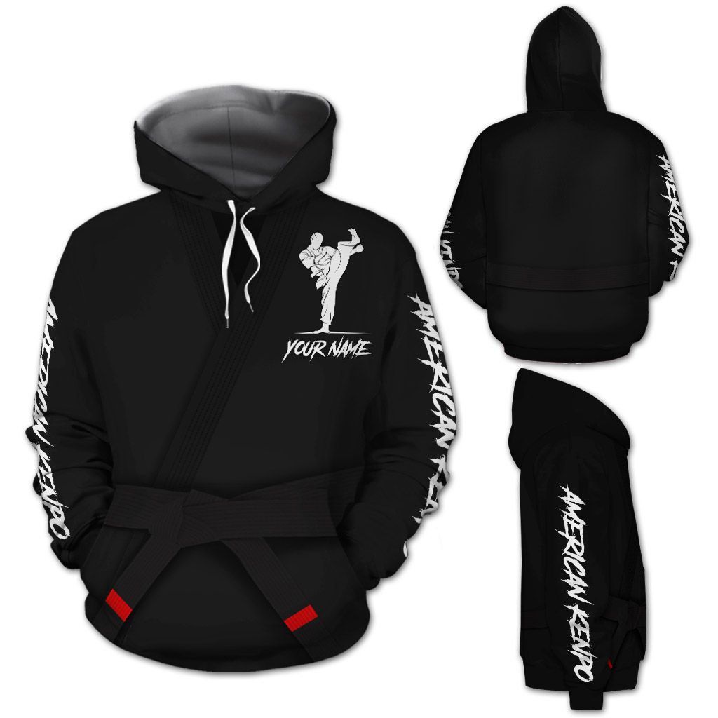 American Kenpo Black Uniforms Custom Name And Belts 3D Hoodie For American Martial Art Lovers