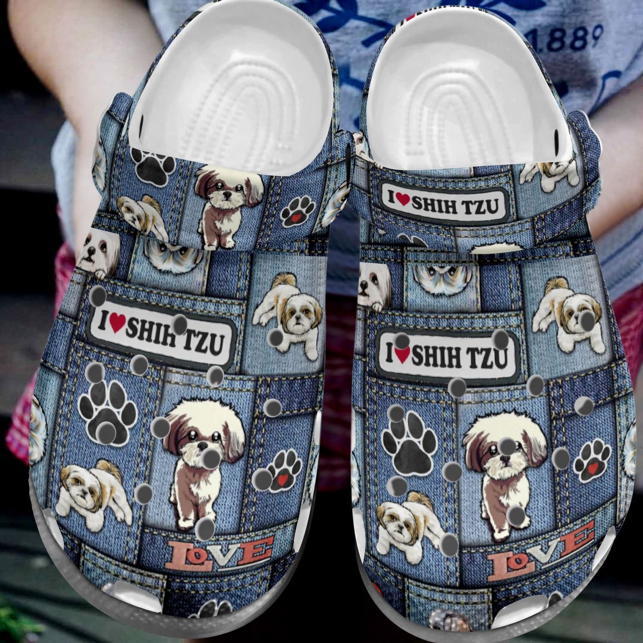 Shih Tzu Personalized Clog, Custom Name, Text, Color, Number Fashion Style For Women, Men, Kid, Print 3D I Love Shih Tzu