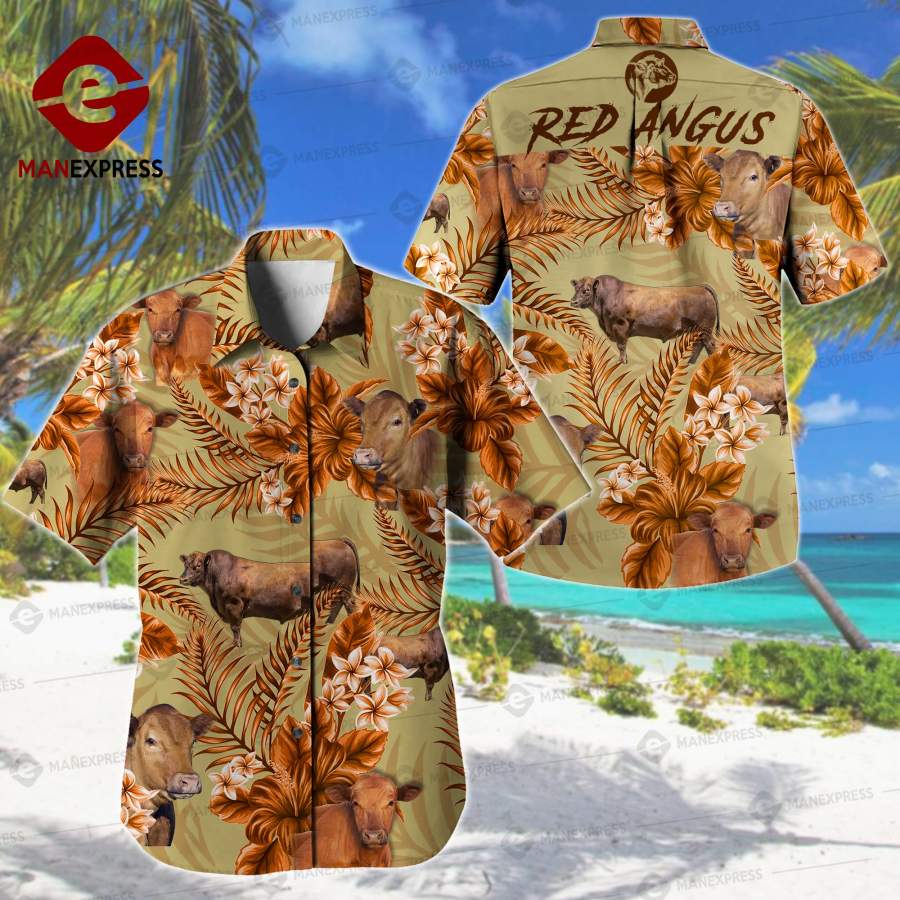 Red Angus Cattle Printed Hawaiian Shirt Lxo Ha60882