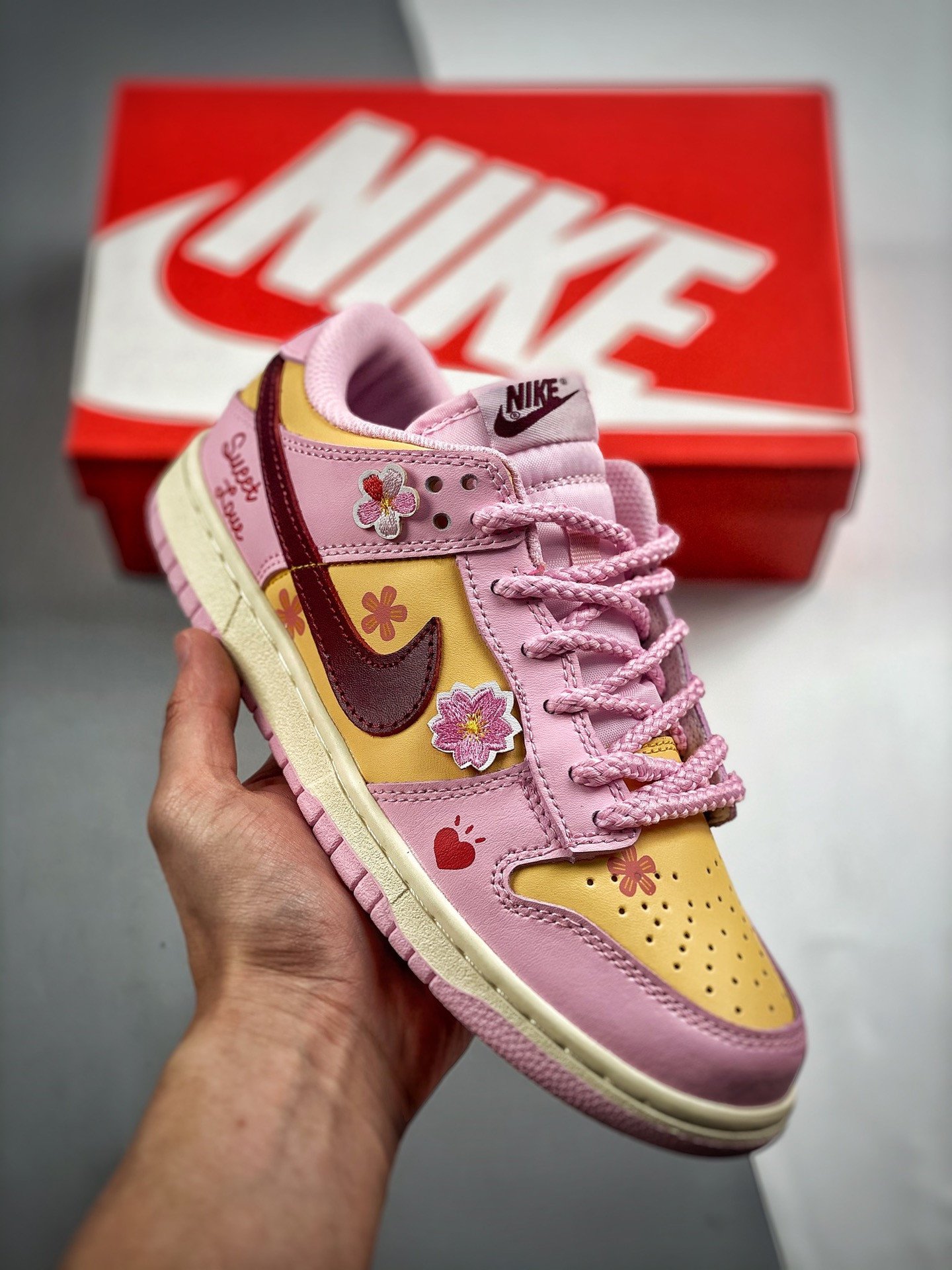 Custom Nike SB Dunk Low Pink Yellow 5340964