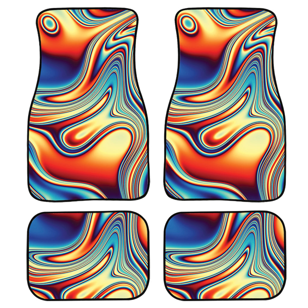 Psychedelic Wave Print Front And Back Car Floor Mats, Front Car Mat