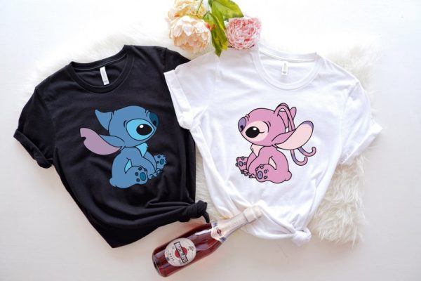 Stitch And Angel Couple Shirts, Her Stitch Shirt, His Angel Shirt, Gift For Her, Gift For Him