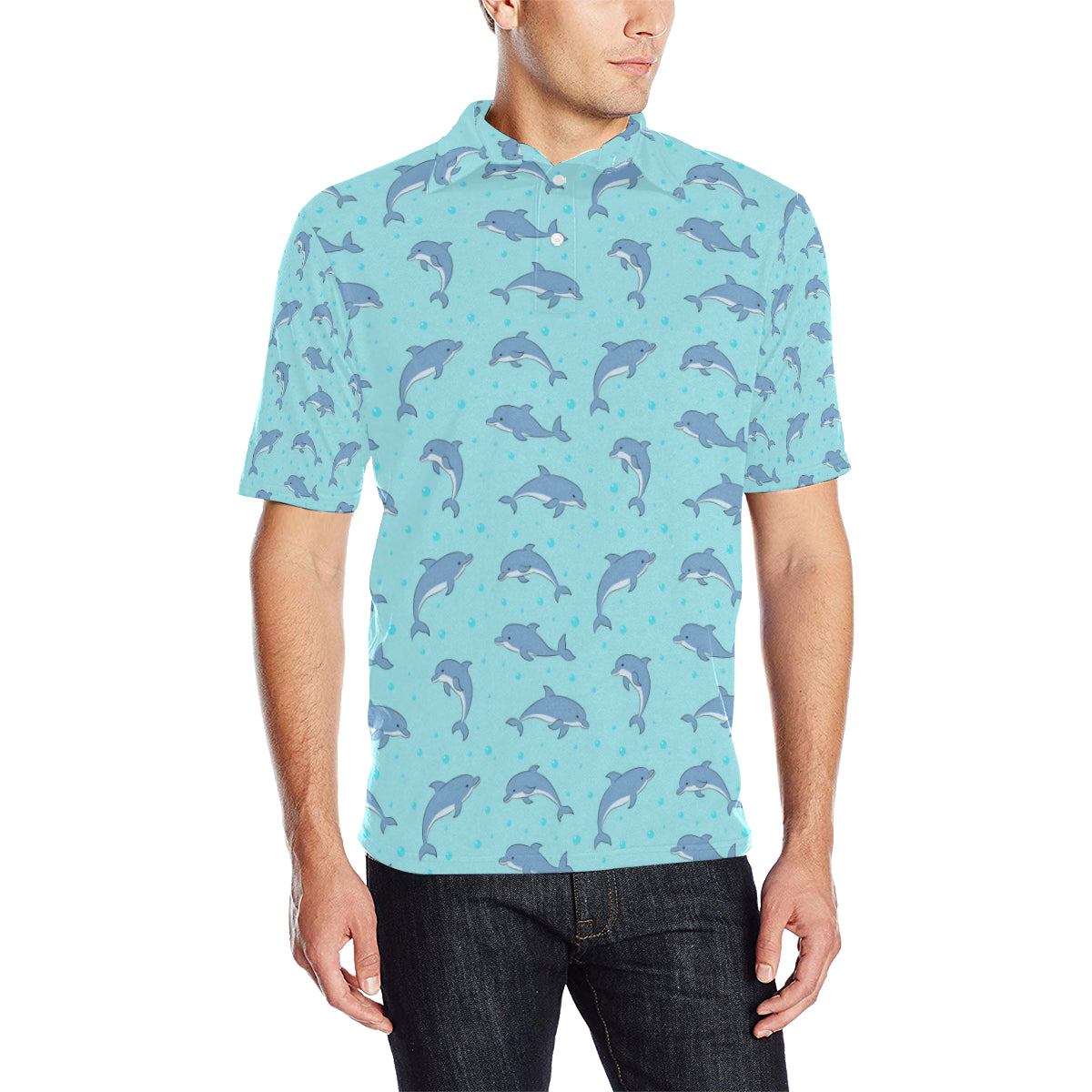 Dolphin Baby Cute Print Pattern Men Polo Shirt