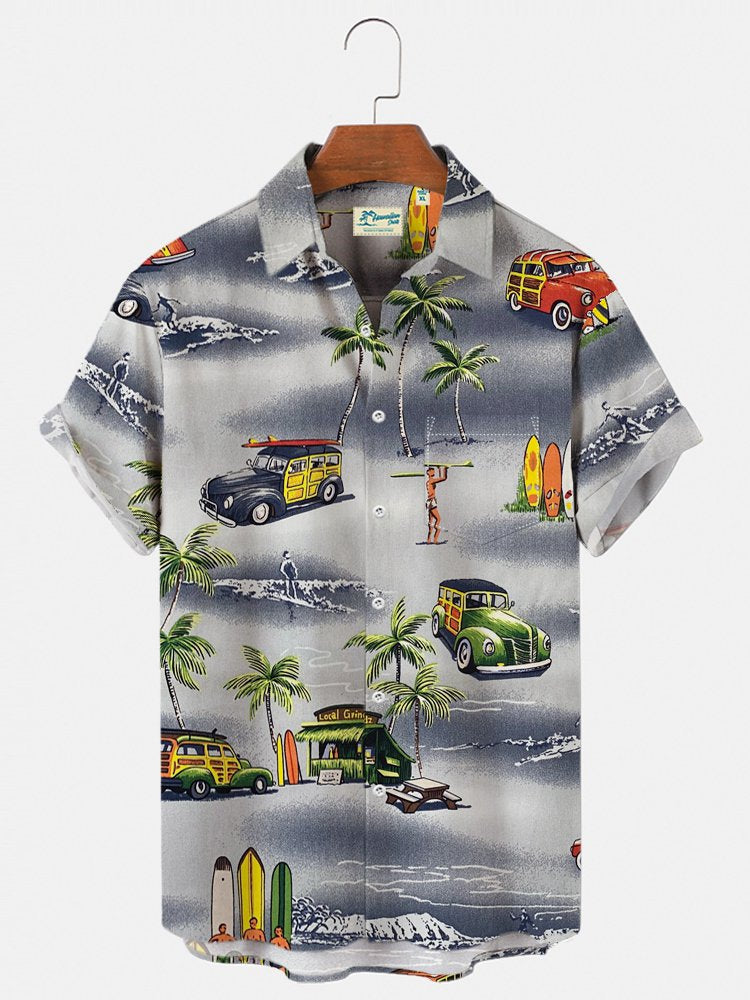 Holiday Vintage Hawaii Shirts Beach Palms Auto Quick Dry Wrinkle Free Tops Ha60110