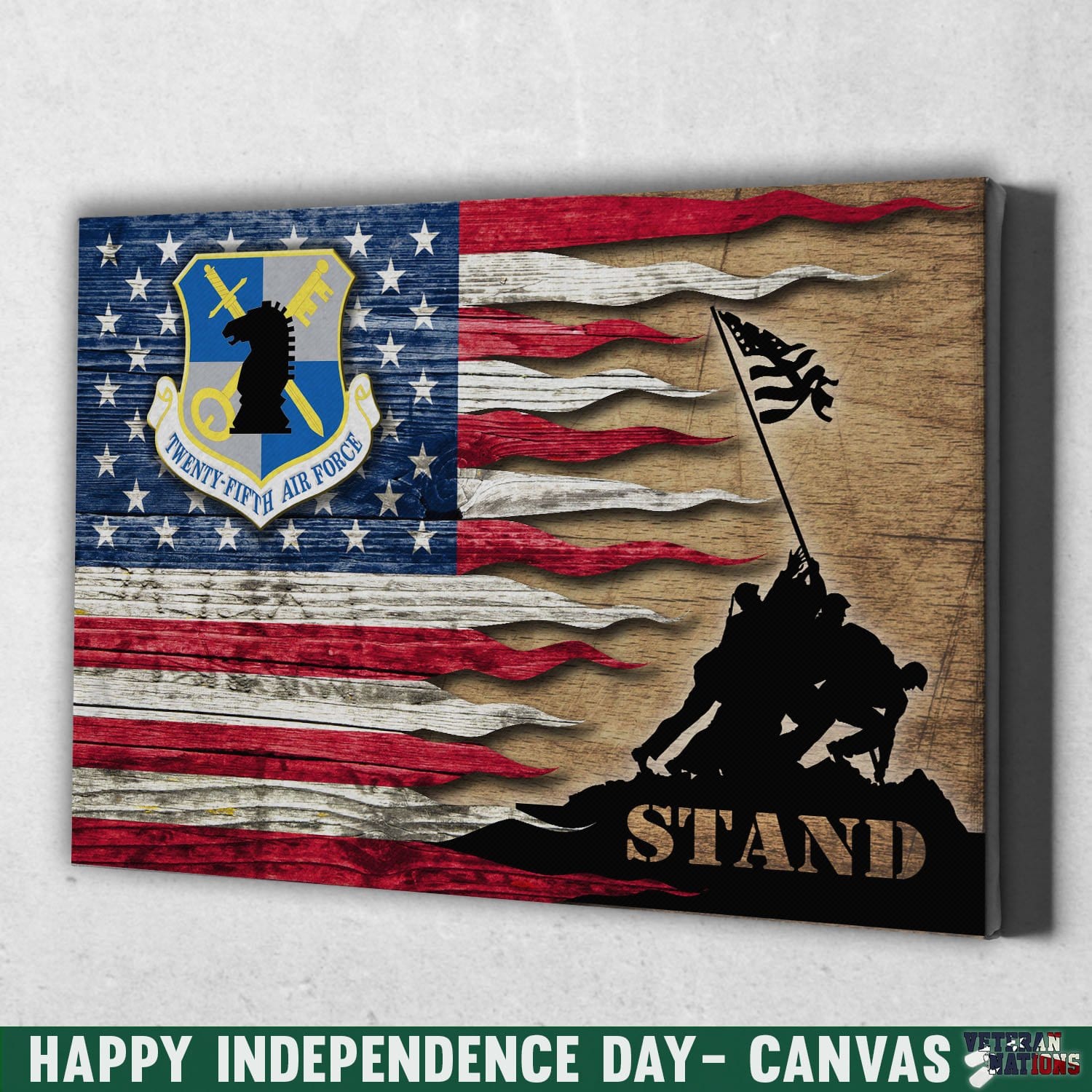 Air Force Intelligence Command Stand For The Flag 12X8 Inches Landscape Canvas .75In Frame