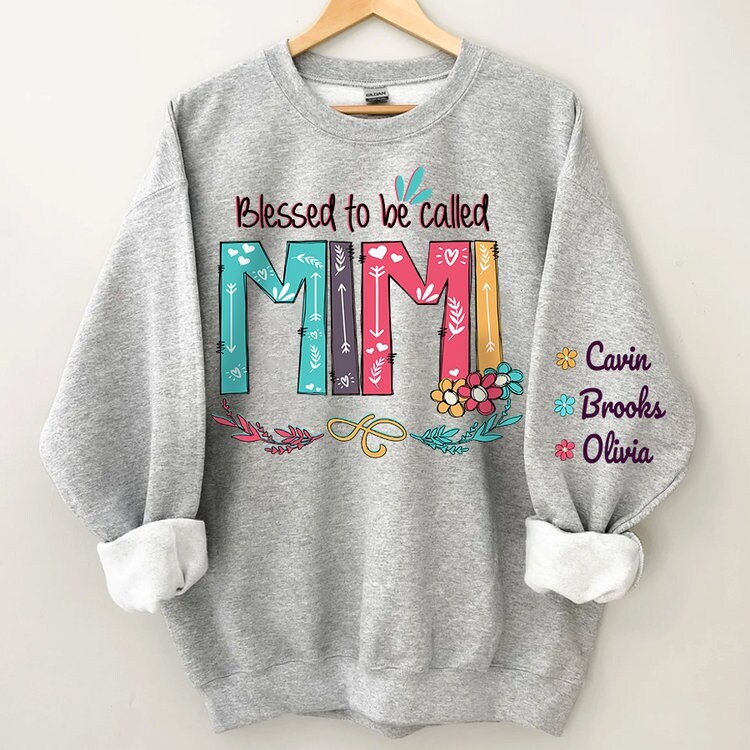 Custom Mimi Sweatshirt, Christmas Blessed to be called Grandma Sweatshirt, Grandma Sweater, Custom Grandma And Grandkids Sweatshirt