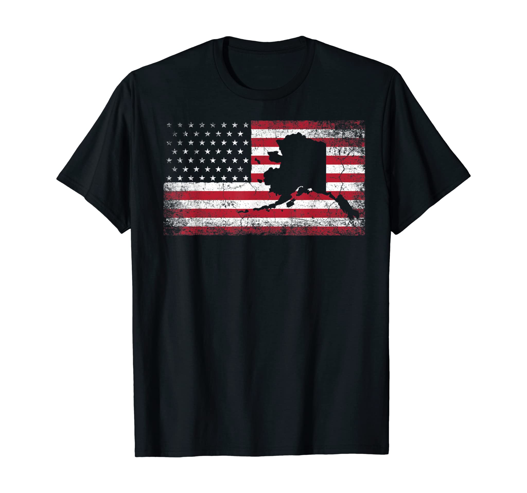 American Flag Alaska 4th of July Vintage Retro Gift USA T-Shirt