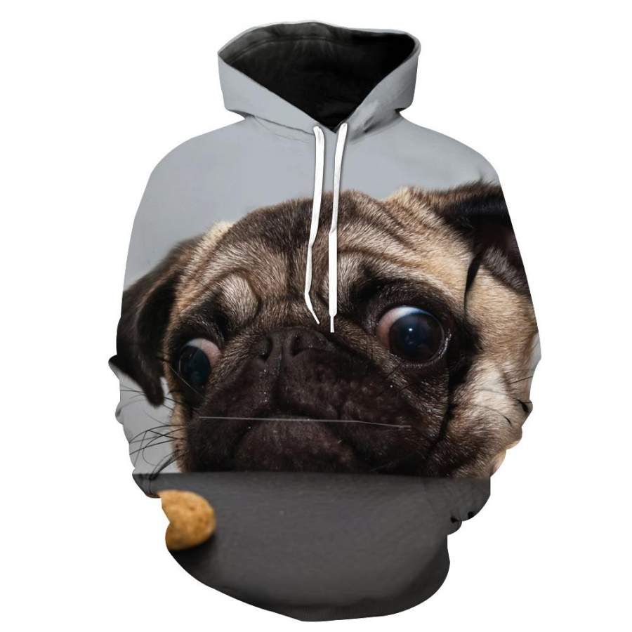 Pug Hoodie – Cute Pug Clothing – Animal Printed Clothes