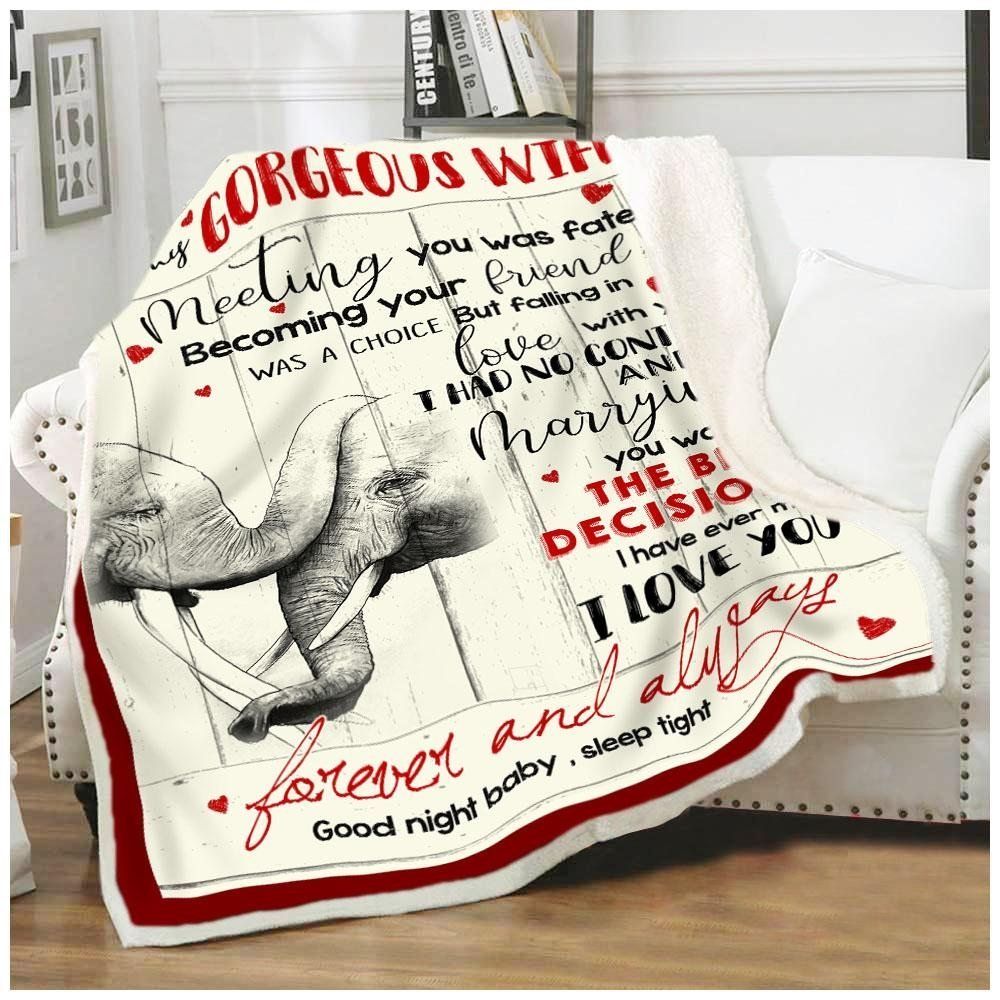 To My Gorgeous Wife Elephant Cl2509103Mdf Sherpa Fleece Blanket