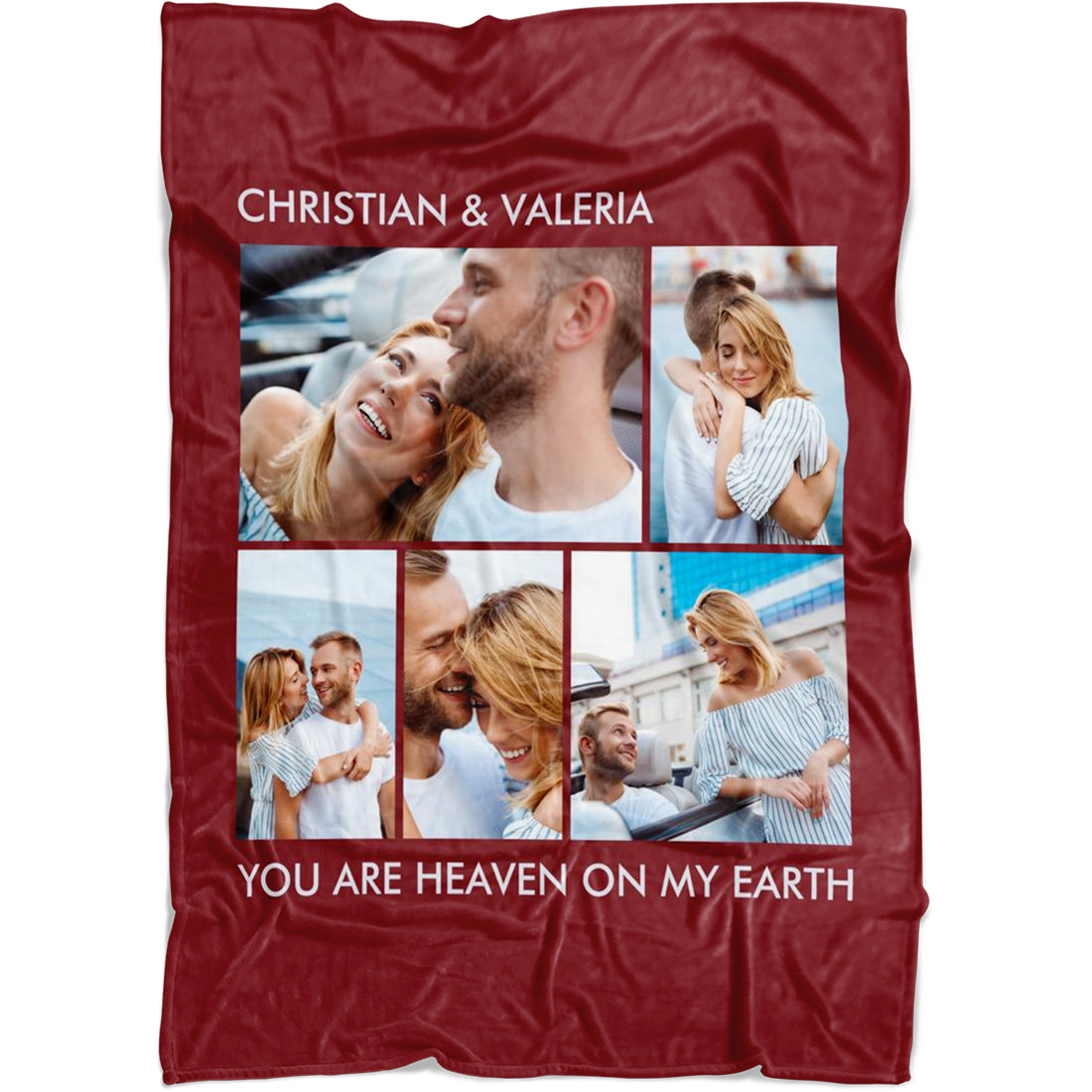 Personalized 5 Photos Collage Full Color Custom from Your Photos & Name Blanket