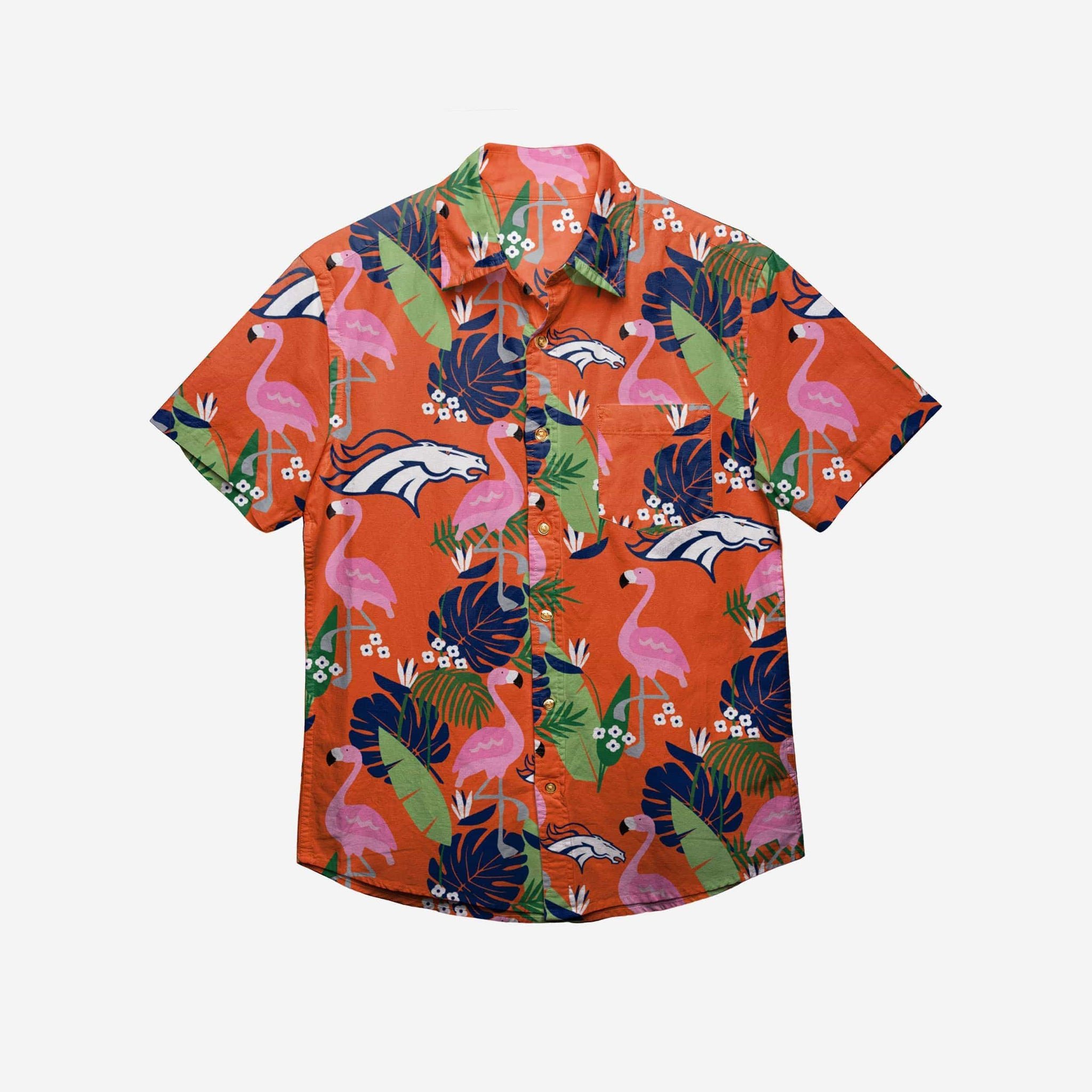 Denver Broncos Floral Button Up Hawaii Shirt Ha9013