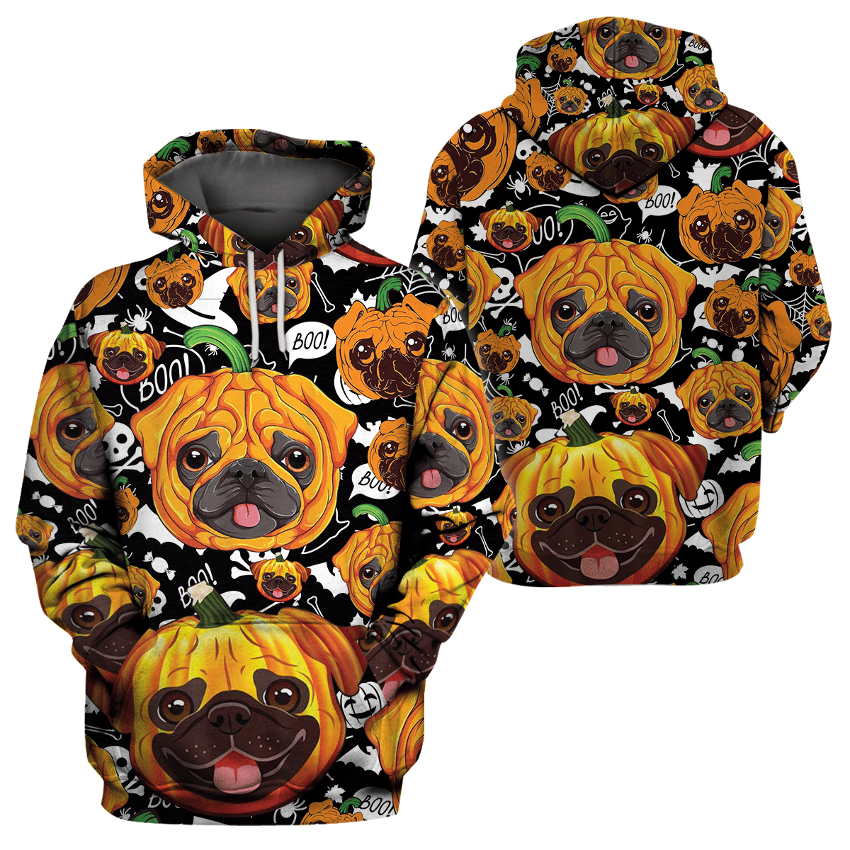 3D All-Over Printed Apparels ‘Halloween Pug’ (Hc-Lc02)