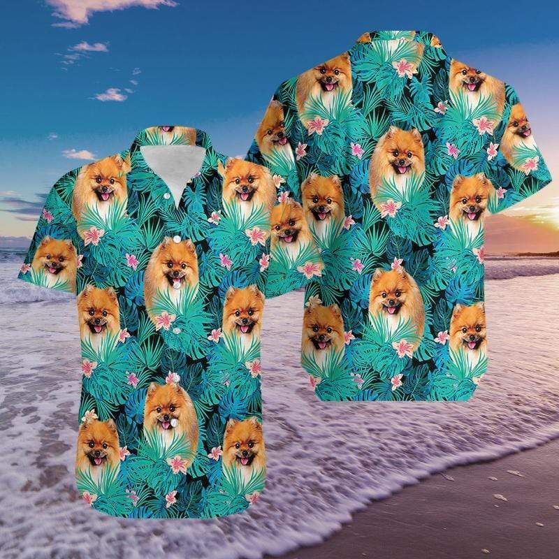 Felacia Pomeranian Dog Tropical Full Printing Hawaiian Ha108062