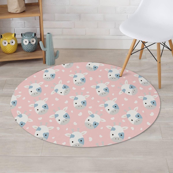 Cartoon Cow Print Round Rug