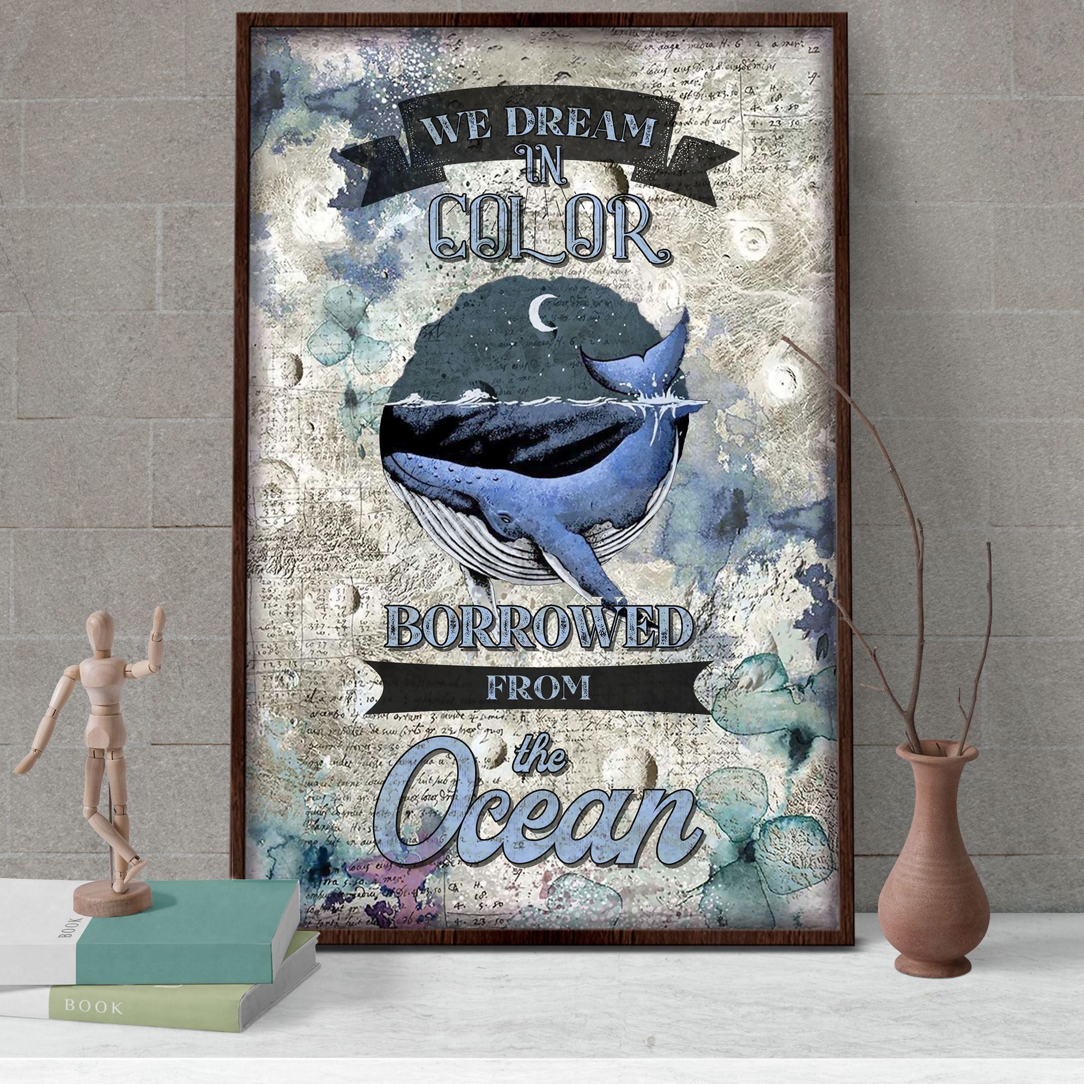 Whale On Night Poster – Borrowed From The Ocean Canvas Home Décor Gifts For Kids Children Friend – Gigo Smart