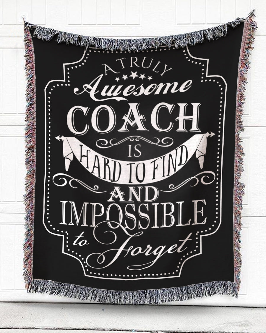 Woven Throw For Sports Lovers Birthday Gift, A Truly Awesome Coach, Cotton Blanket