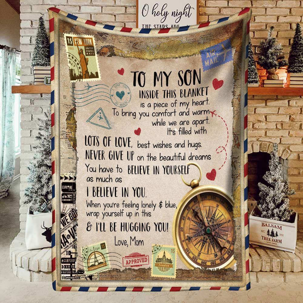 To My Son Best Wishes And Hugs – Gift For Son  Home Decor Gift For Family – Sherpa Blanket Fleece Blanketx