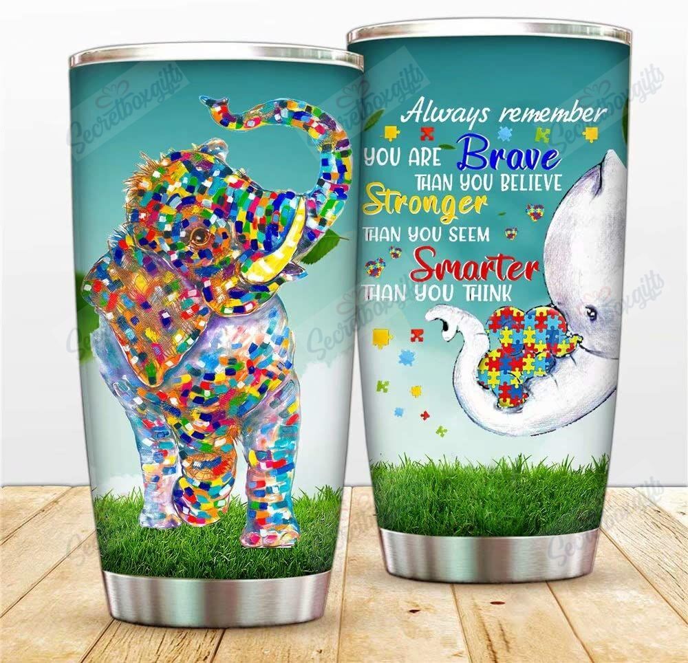 Personalized Elephant Autism Ya0901006Cl Stainless Steel Tumbler Customize Name, Text, Number