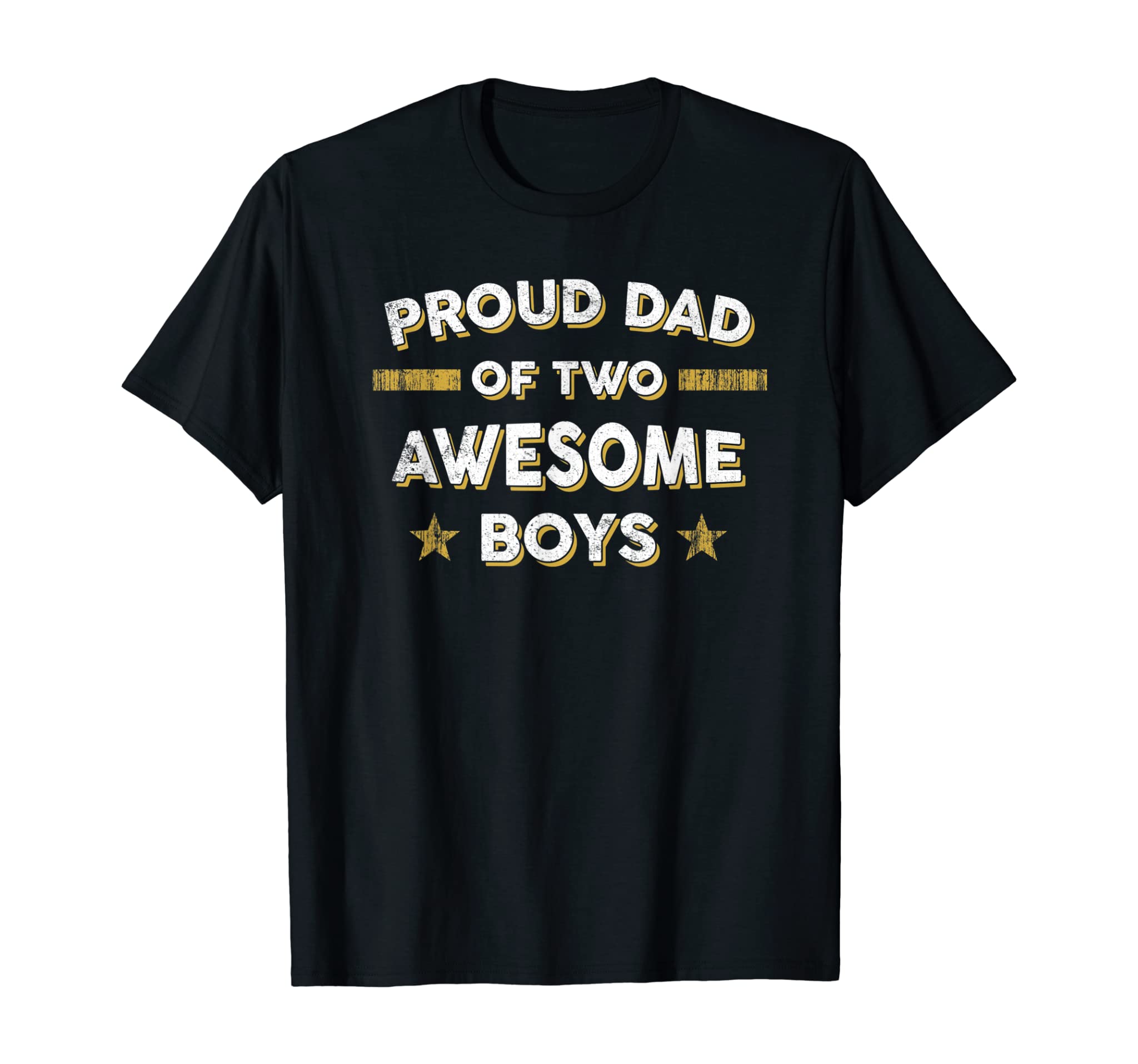 Mens Proud Dad of 2 Two Awesome Boys T Shirt (Father Papa Daddy)