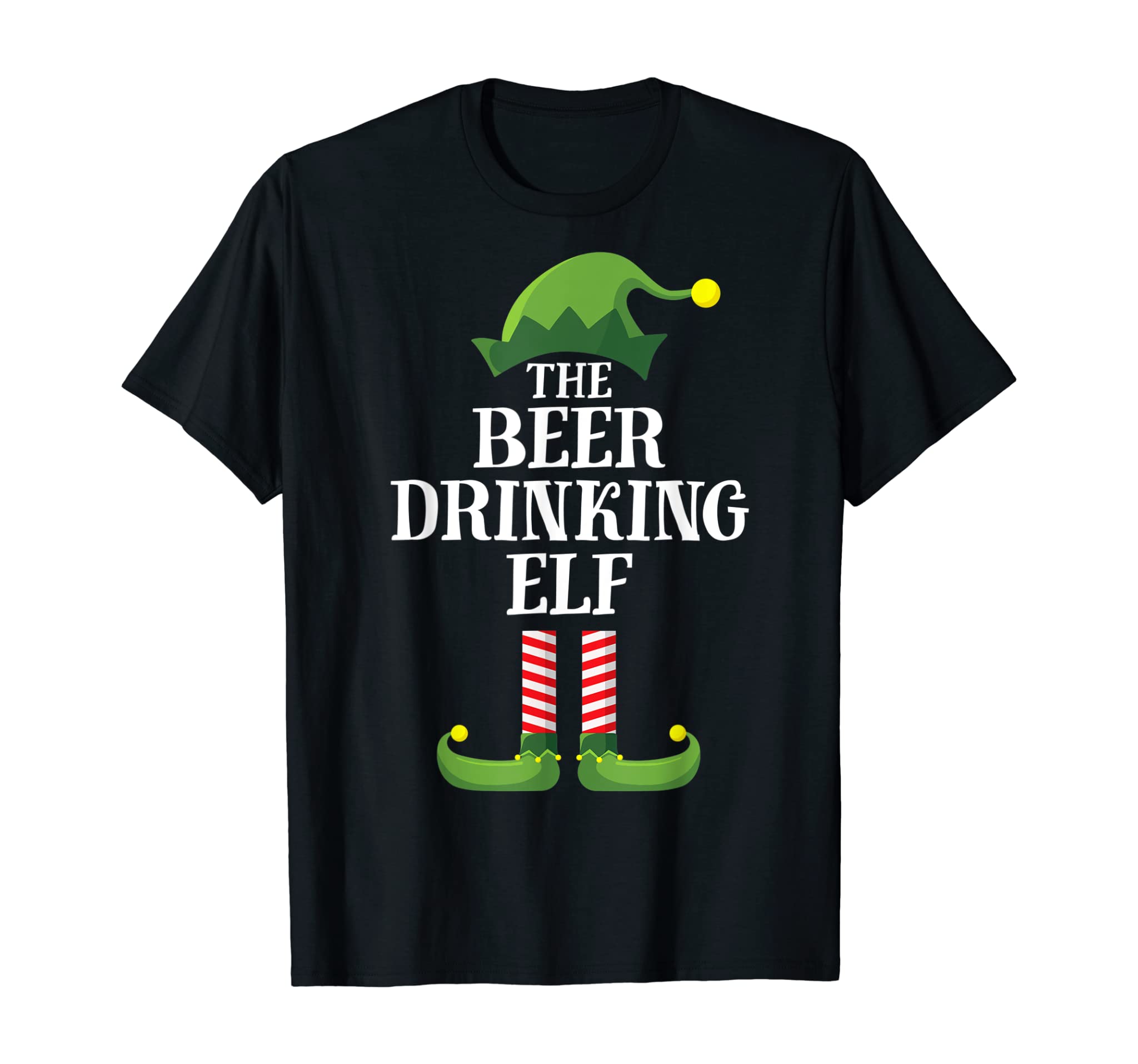 Beer Drinking Elf Matching Family Group Christmas Party Pj T-Shirt