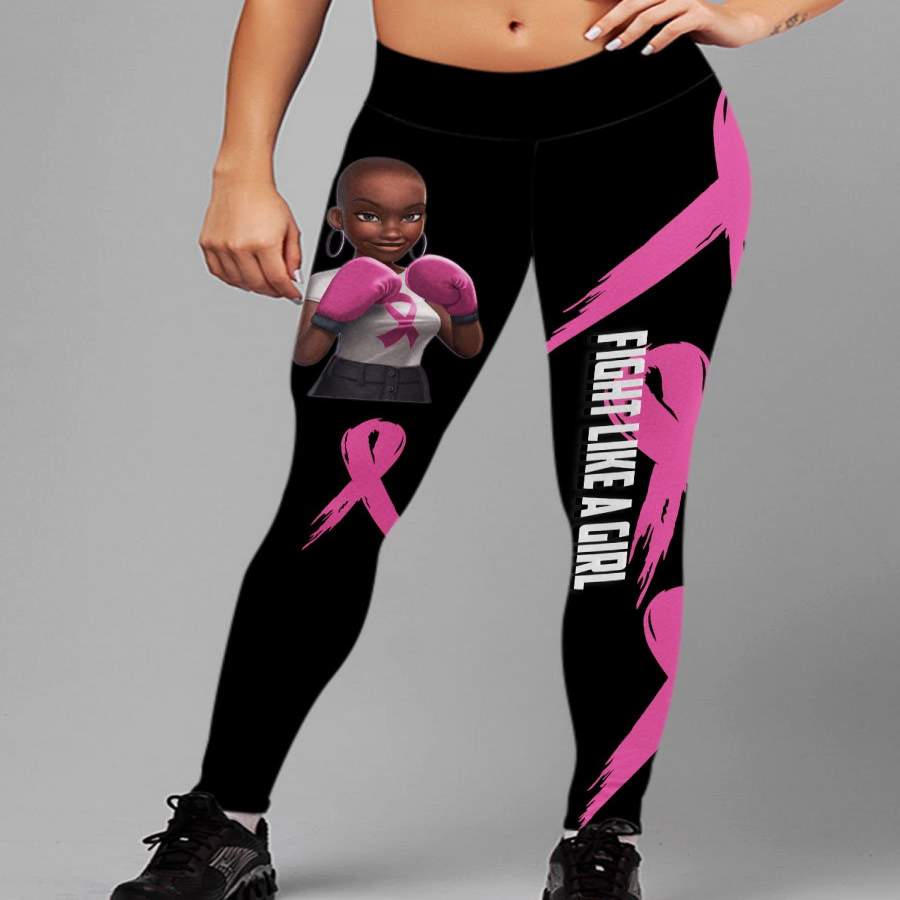 Pink Melanin Warrior Breast Cancer Awareness Premium Leggings