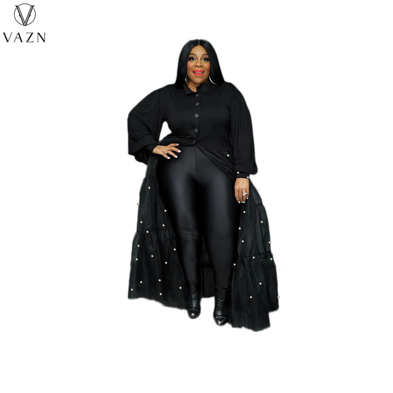 VAZN 2022 Pure Color Floor Length Dress High Street Long Dress African Style Long Dress Long Sleeve Lace Women Dress alx