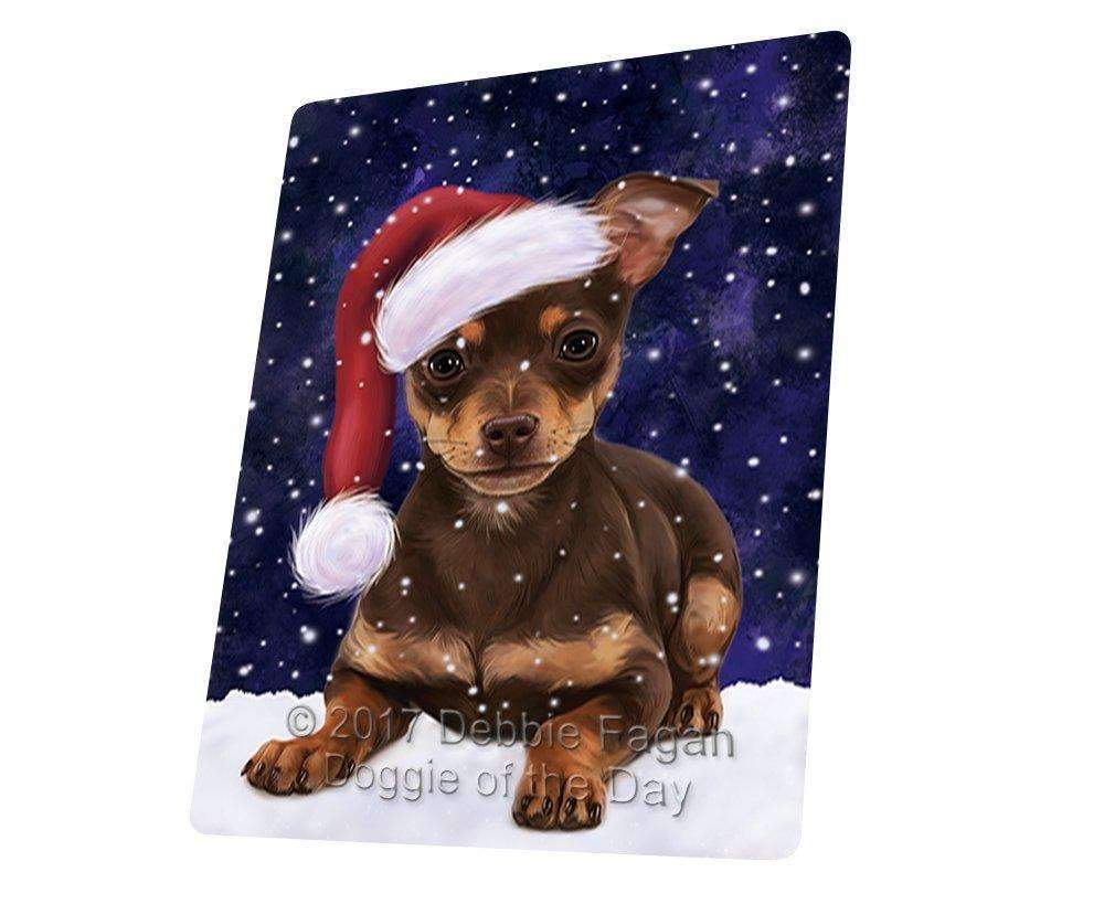 Let It Snow Christmas Holiday Chihuahua Puppy Dog Wearing Santa Hat Art Portrait Print Woven Throw Sherpa Plush Fleece Blanket D224