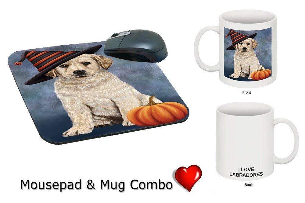 Christmas Happy Holidays Labrador Puppy Wearing Witch Hat Mug & Mousepad Combo Gift Set Mmcg0632